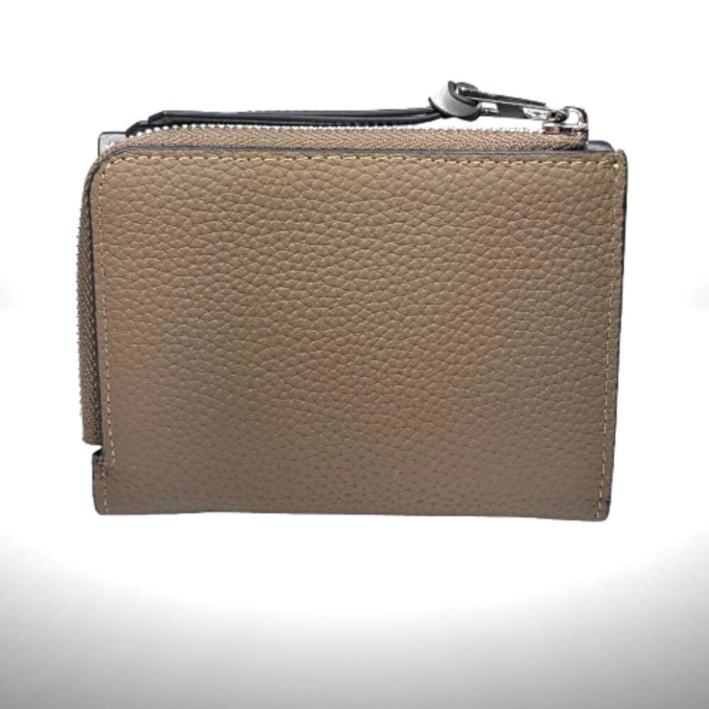 Loewe Compact Zip Wallet / Bifold Coin Wallet Taupe & Tan Anagram Strap - New - Picture 3 of 9